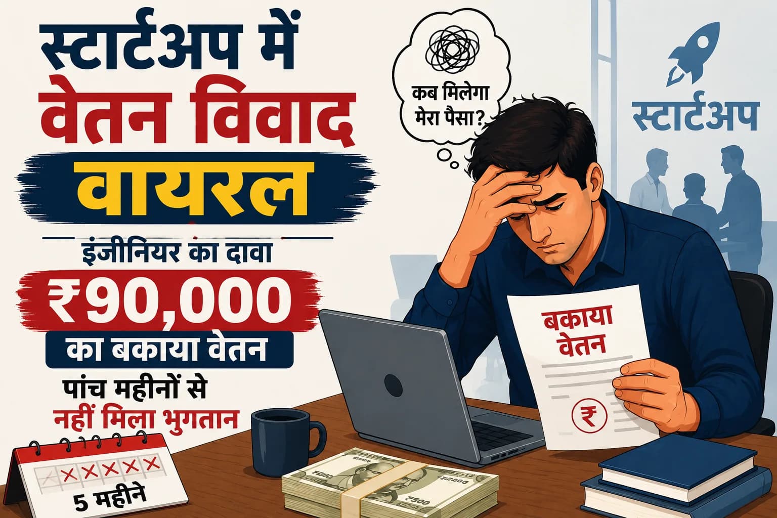स्टार्टअप में वेतन विवाद वायरल: इंजीनियर का दावा—पांच महीनों में ₹90,000 की सैलरी अब तक नहीं मिली