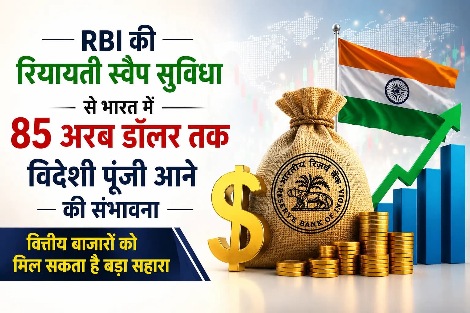 RBI की रियायती स्वैप सुविधा से भारत में 85 अरब डॉलर तक विदेशी पूंजी आने की संभावना, वित्तीय बाजारों को मिल सकता है बड़ा सहारा