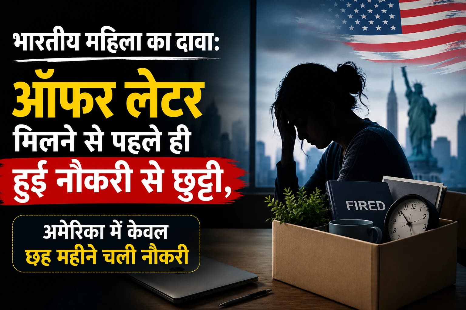 भारतीय महिला का दावा: ऑफर लेटर मिलने से पहले ही हुई नौकरी से छुट्टी, अमेरिका में केवल छह महीने चली नौकरी