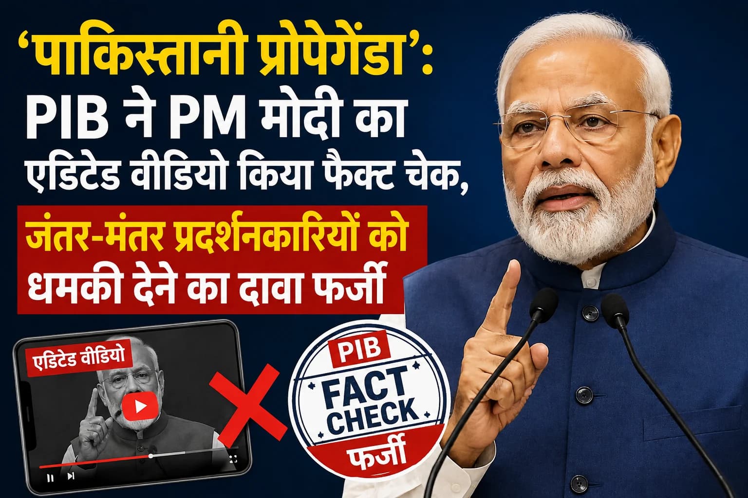 ‘पाकिस्तानी प्रोपेगेंडा’: PIB ने PM मोदी का एडिटेड वीडियो किया फैक्ट चेक, जंतर-मंतर प्रदर्शनकारियों को धमकी देने का दावा फर्जी