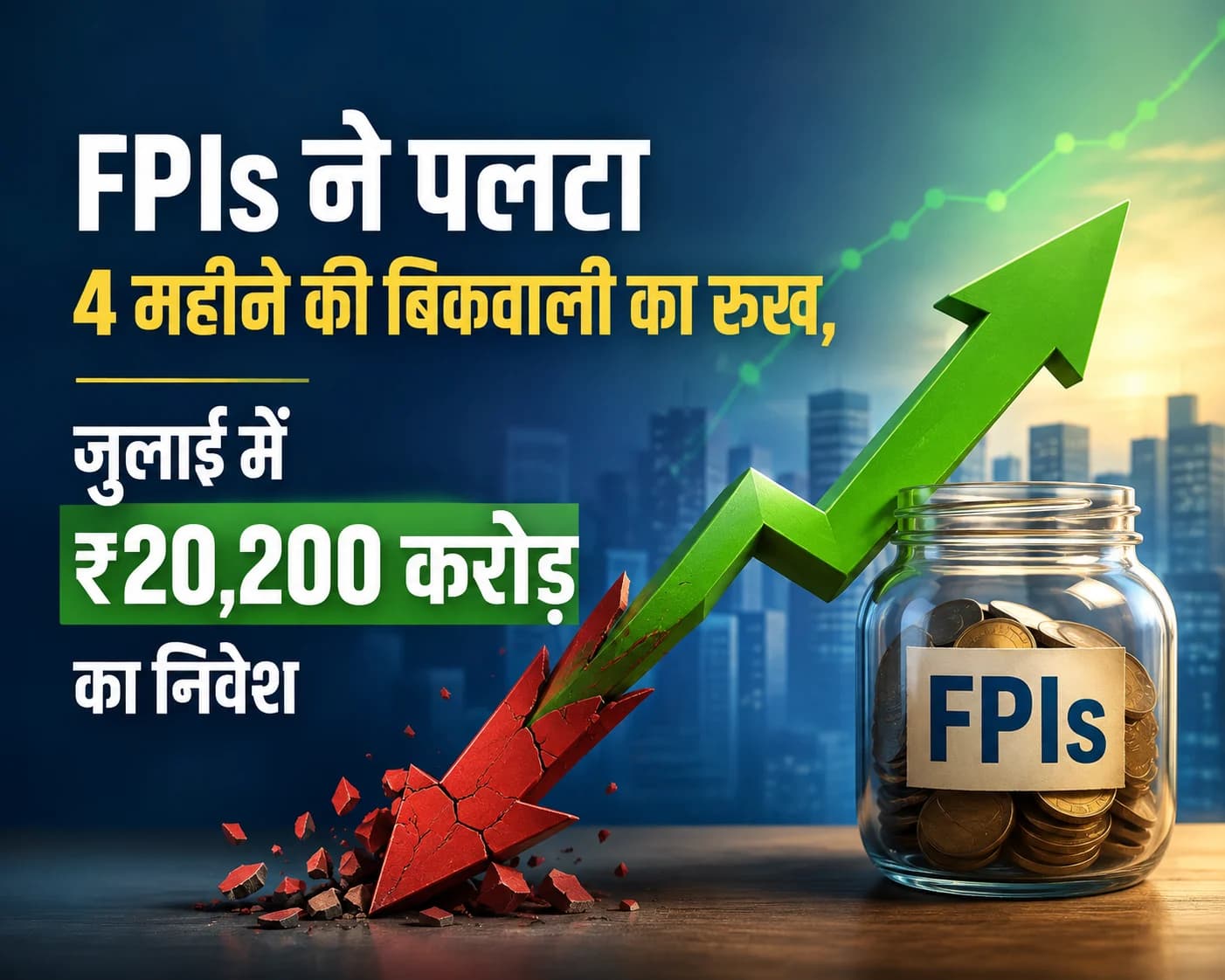 FPIs ने पलटा 4 महीने की बिकवाली का रुख, जुलाई में ₹20,200 करोड़ का निवेश