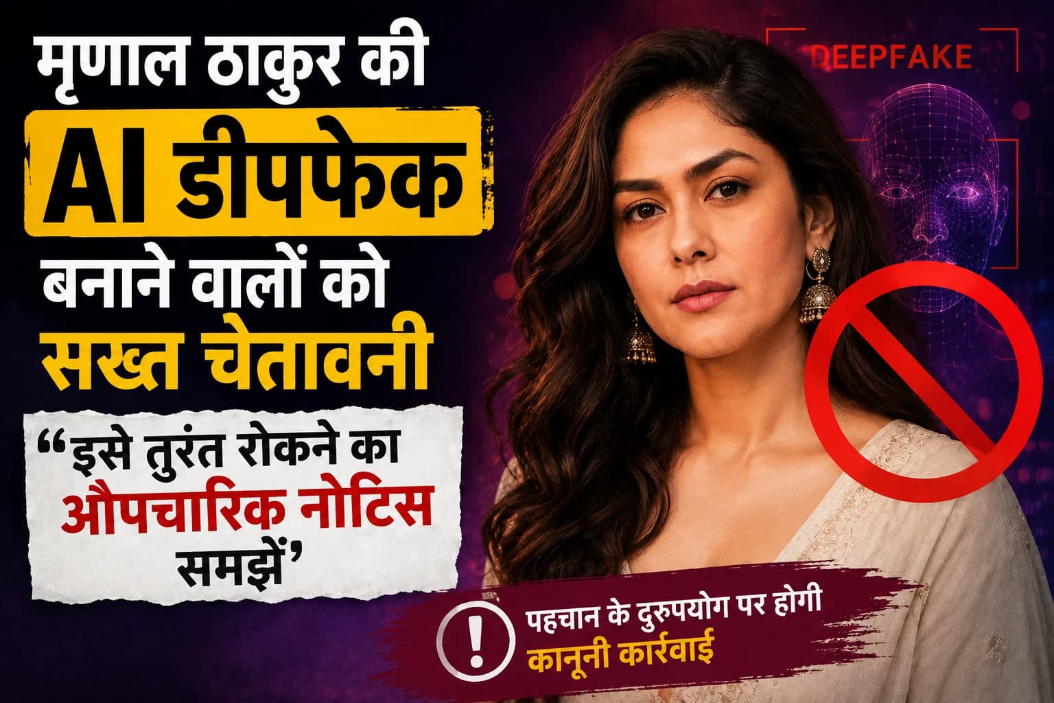 मृणाल ठाकुर की AI डीपफेक बनाने वालों को सख्त चेतावनी, बोलीं- ‘इसे तुरंत रोकने का औपचारिक नोटिस समझें’