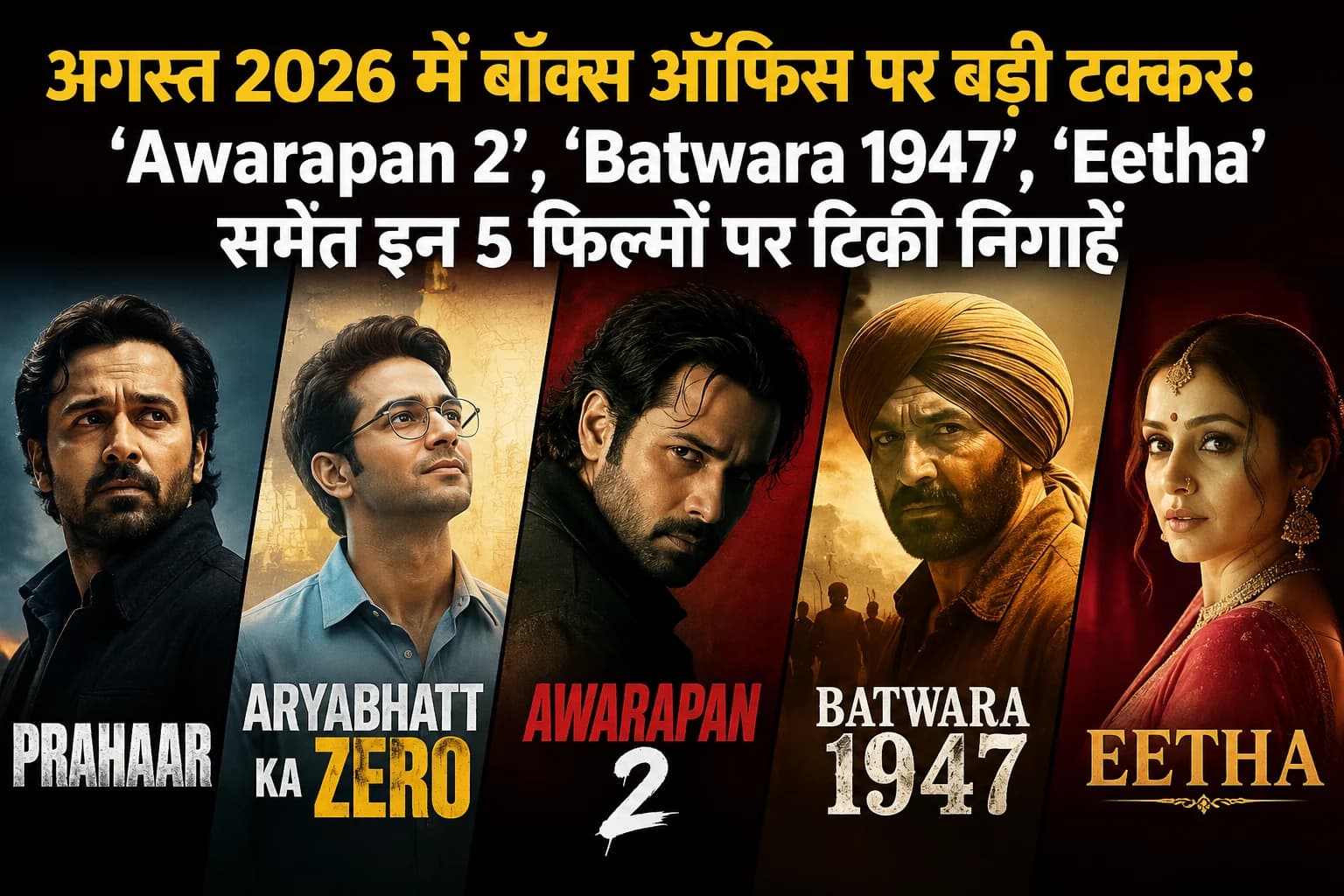 अगस्त 2026 में बॉक्स ऑफिस पर बड़ी टक्कर: ‘Awarapan 2’, ‘Batwara 1947’, ‘Eetha’ समेत इन 5 फिल्मों पर टिकी निगाहें