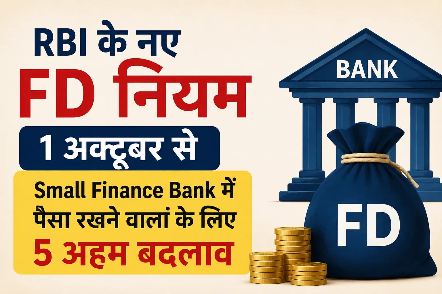 RBI के नए FD नियम 1 अक्टूबर से: Small Finance Bank में पैसा रखने वालों के लिए 5 अहम बदलाव