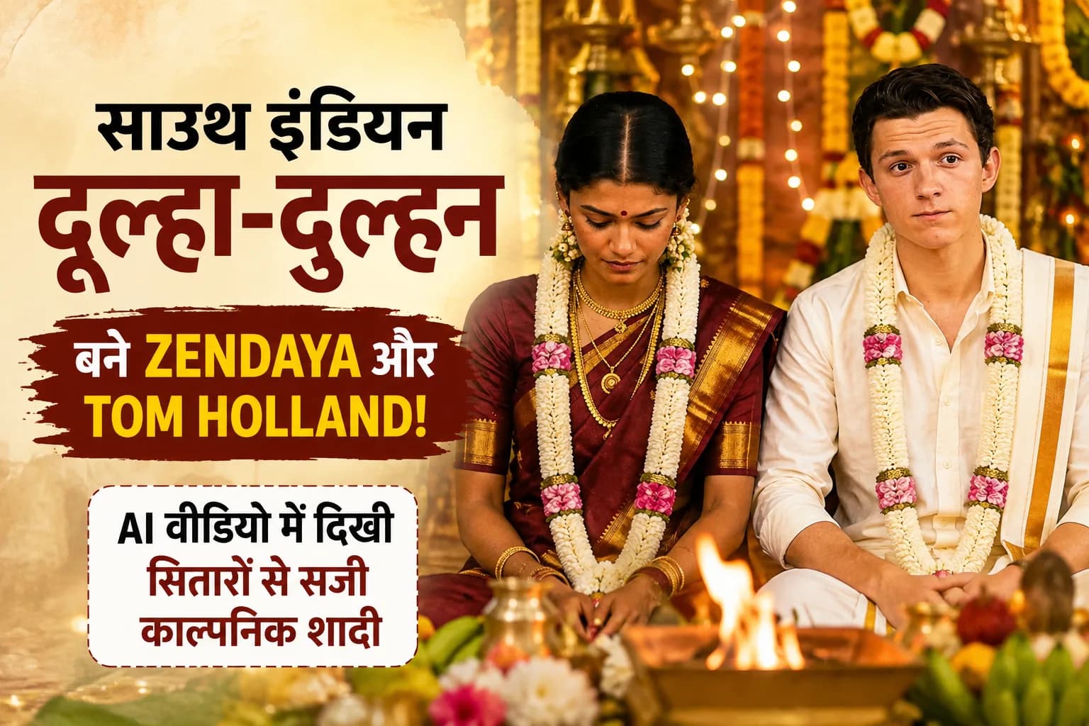 साउथ इंडियन दूल्हा-दुल्हन बने Zendaya और Tom Holland! AI वीडियो में दिखी सितारों से सजी काल्पनिक शादी