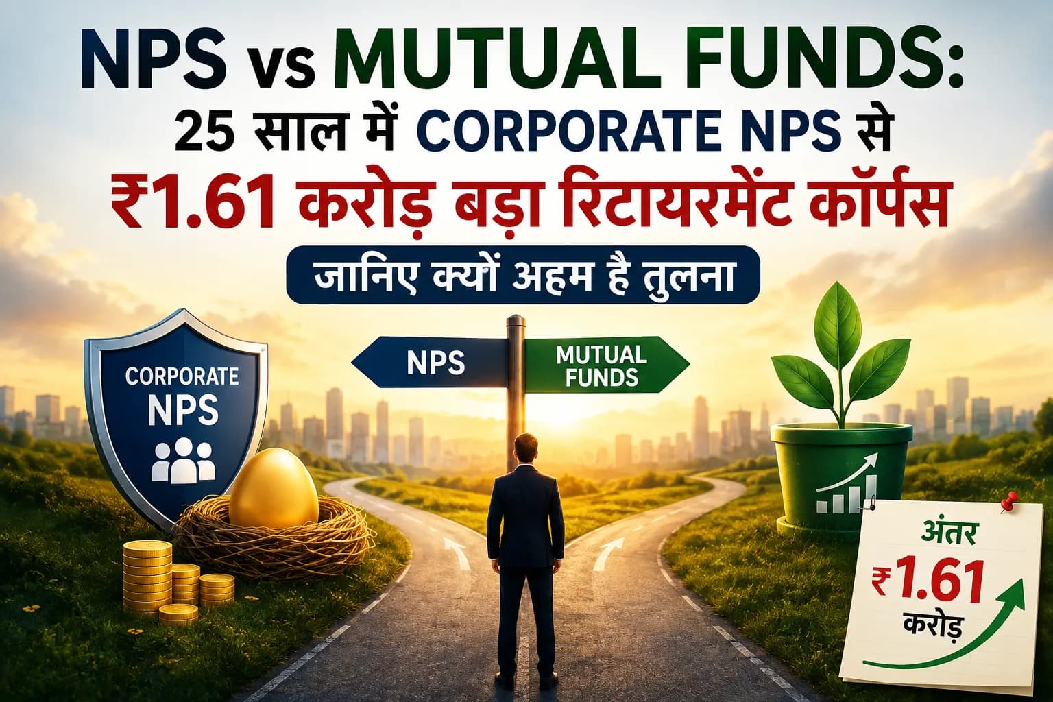 NPS vs Mutual Funds: 25 साल में Corporate NPS से बन सकता है ₹1.61 करोड़ बड़ा रिटायरमेंट कॉर्पस, जानिए क्यों अहम है तुलना