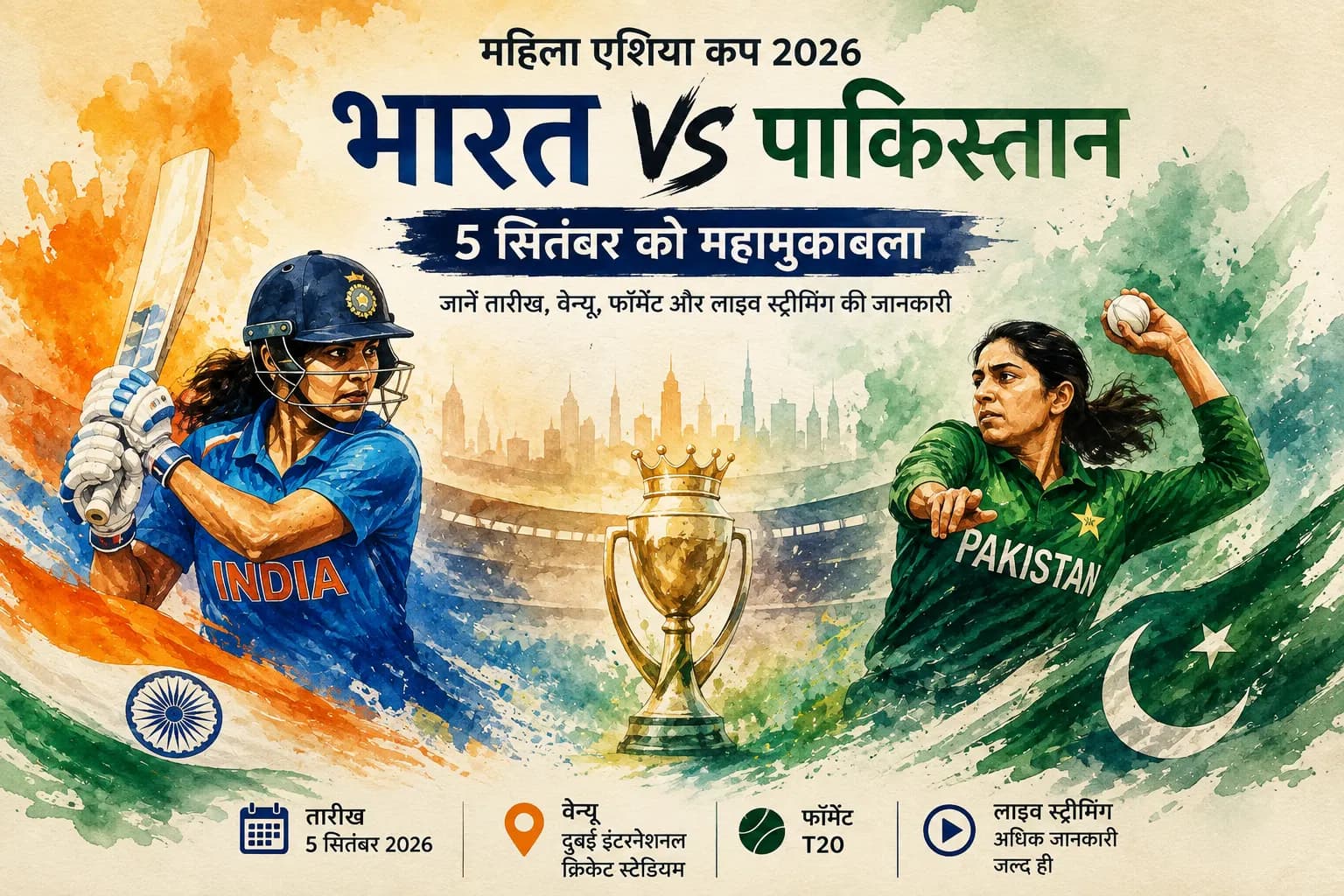 महिला एशिया कप 2026: 5 सितंबर को भारत-पाकिस्तान महामुकाबला, जानें तारीख, वेन्यू, फॉर्मेट और लाइव स्ट्रीमिंग की जानकारी