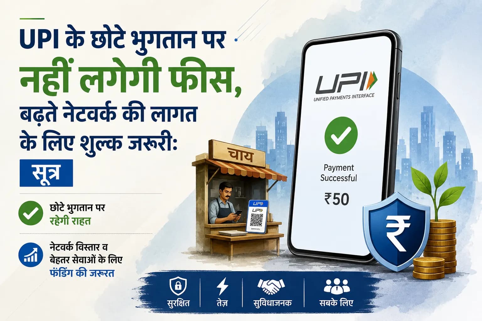 UPI के छोटे भुगतान पर नहीं लगेगी फीस, बढ़ते नेटवर्क की लागत के लिए शुल्क जरूरी: सूत्र