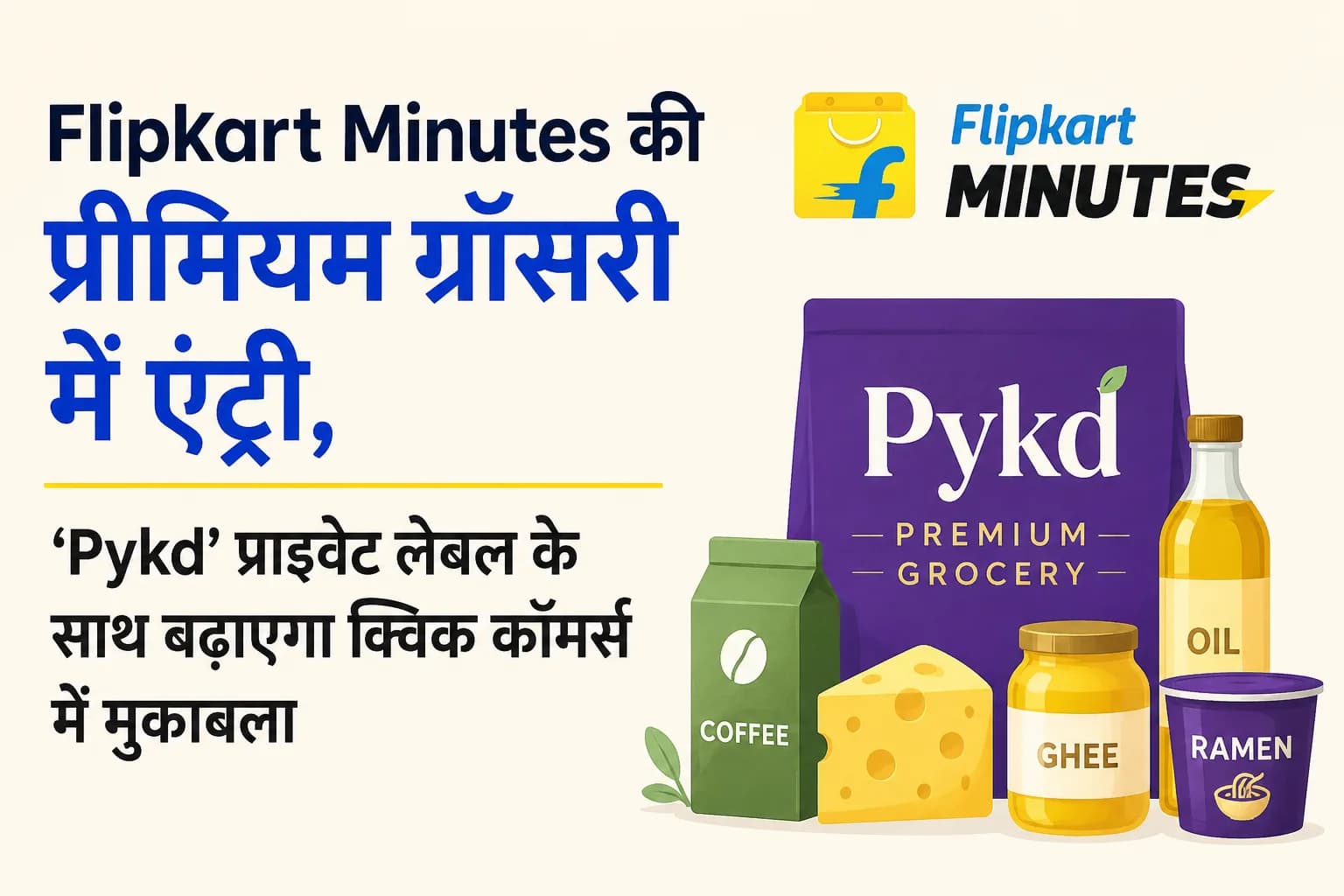 Flipkart Minutes की प्रीमियम ग्रॉसरी में एंट्री, ‘Pykd’ प्राइवेट लेबल के साथ बढ़ाएगा क्विक कॉमर्स में मुकाबला