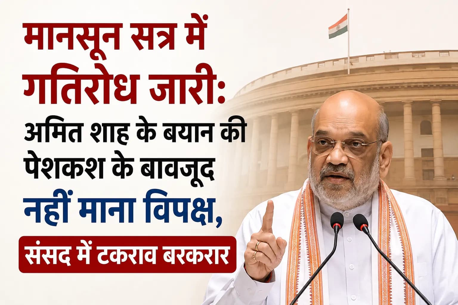 मानसून सत्र में गतिरोध जारी: अमित शाह के बयान की पेशकश के बावजूद नहीं माना विपक्ष, संसद में टकराव बरकरार
