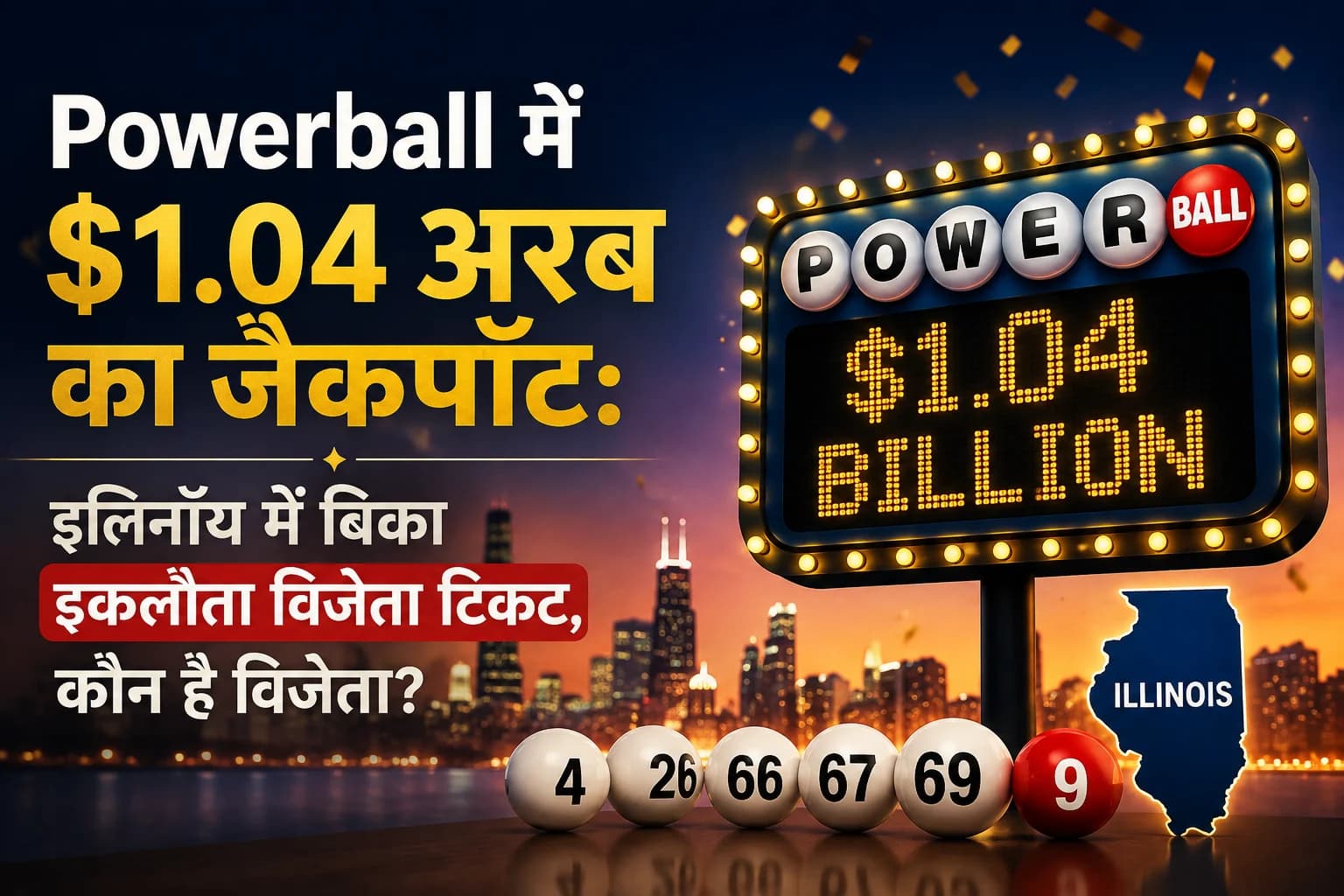 Powerball में $1.04 अरब का जैकपॉट: इलिनॉय में बिका इकलौता विजेता टिकट, कौन है विजेता?