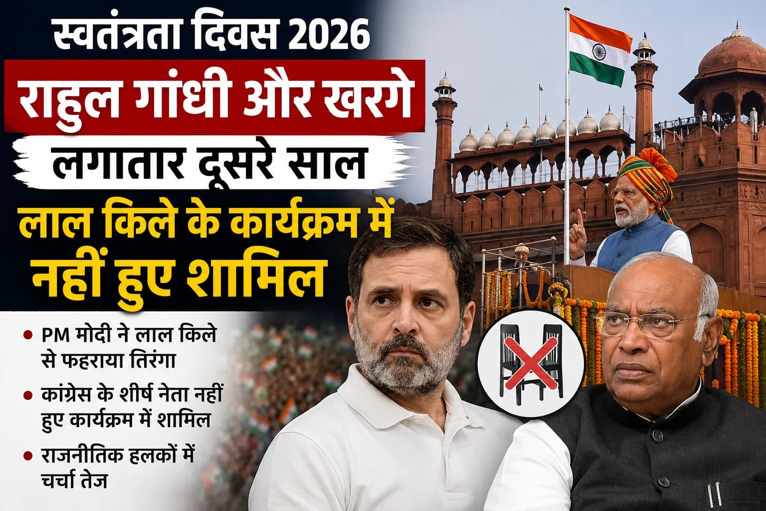 स्वतंत्रता दिवस 2026: राहुल गांधी और मल्लिकार्जुन खरगे लगातार दूसरे साल PM मोदी के लाल किला कार्यक्रम में नहीं हुए शामिल