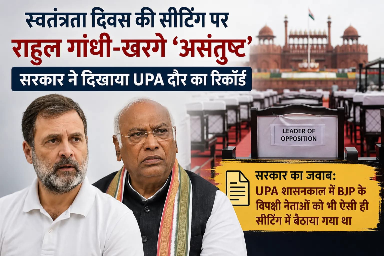 स्वतंत्रता दिवस की सीटिंग पर राहुल गांधी-खरगे थे ‘असंतुष्ट’, सरकार ने UPA दौर का रिकॉर्ड दिखाकर दिया जवाब: सूत्र