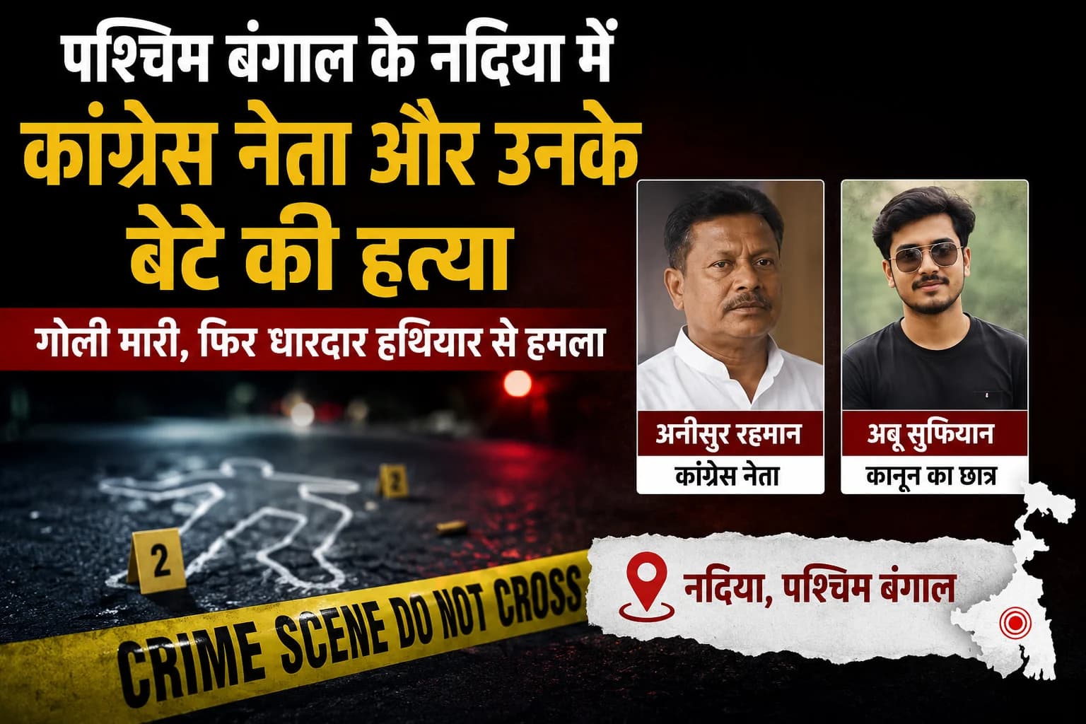 पश्चिम बंगाल के नदिया में कांग्रेस नेता और उनके बेटे की हत्या, घर से कुछ ही दूरी पर हमलावरों ने बनाया निशाना