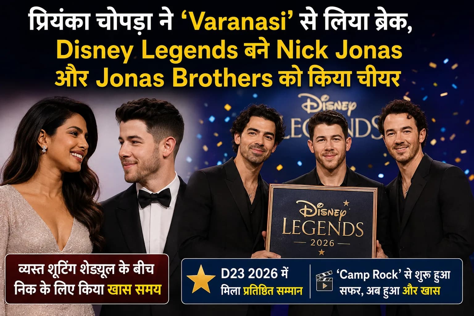 प्रियंका चोपड़ा ने ‘Varanasi’ से लिया ब्रेक, Disney Legends बने Nick Jonas और Jonas Brothers को किया चीयर