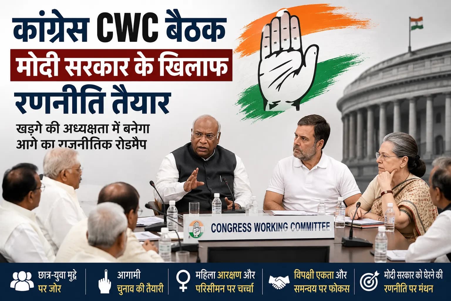 मोदी सरकार के खिलाफ रणनीति बनाने जुटी कांग्रेस CWC, खड़गे की अध्यक्षता में तय होगा आगे का राजनीतिक रोडमैप