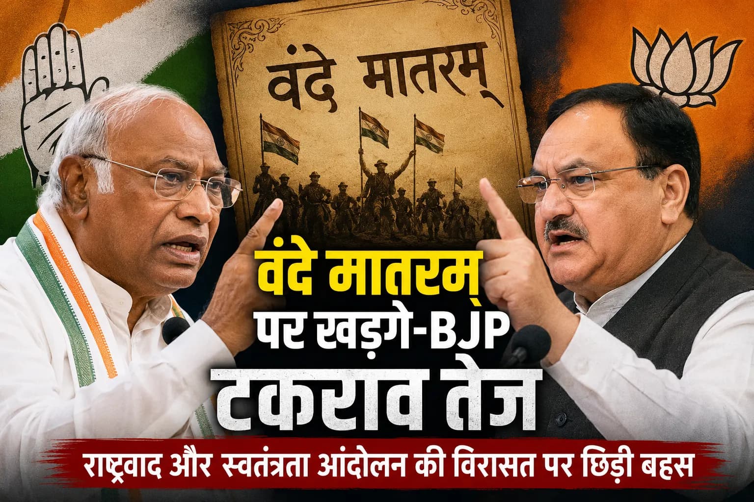 वंदे मातरम् विवाद पर खड़गे–BJP टकराव तेज, राष्ट्रवाद और स्वतंत्रता आंदोलन की विरासत पर छिड़ी नई बहस