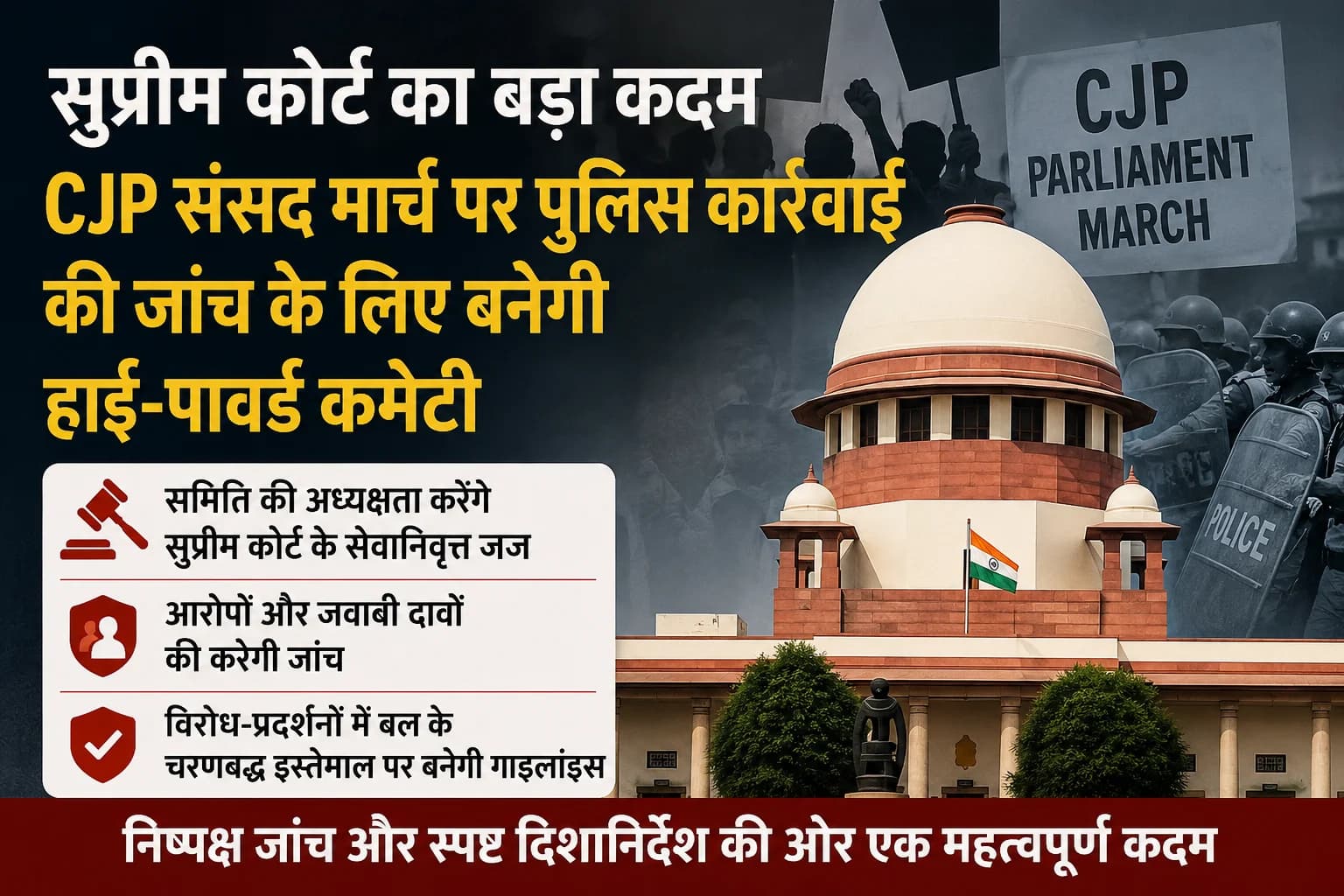 CJP संसद मार्च पर पुलिस कार्रवाई की जांच के लिए हाई-पावर्ड कमेटी बनाएगा सुप्रीम कोर्ट