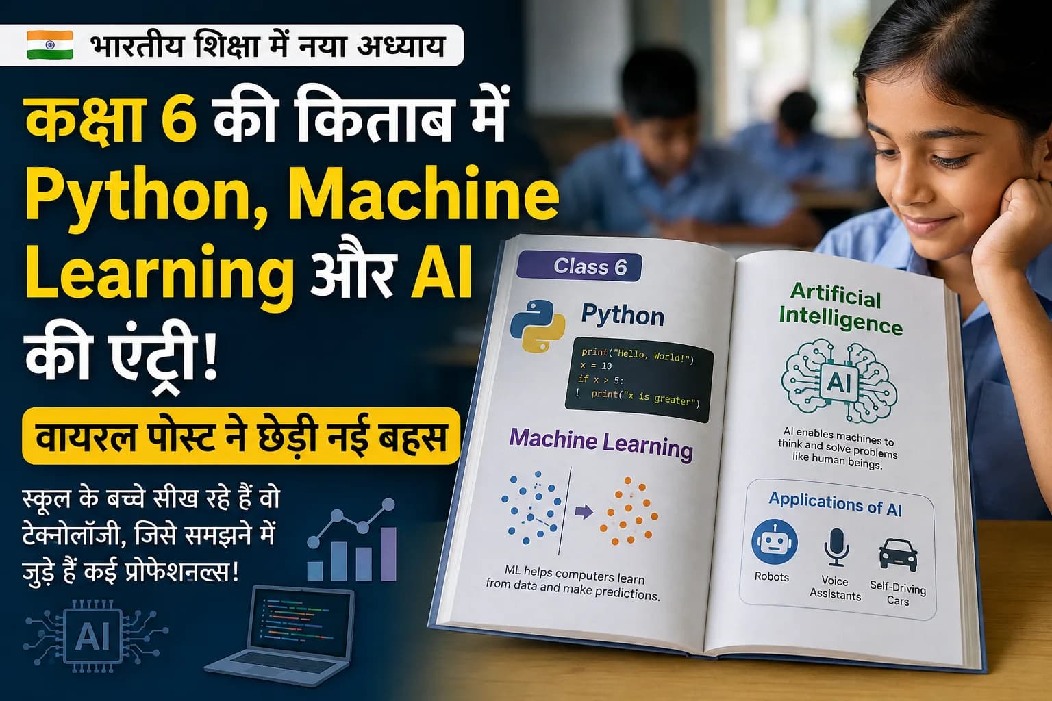 कक्षा 6 की किताब में Python, Machine Learning और AI की एंट्री, वायरल पोस्ट ने छेड़ी नई बहस