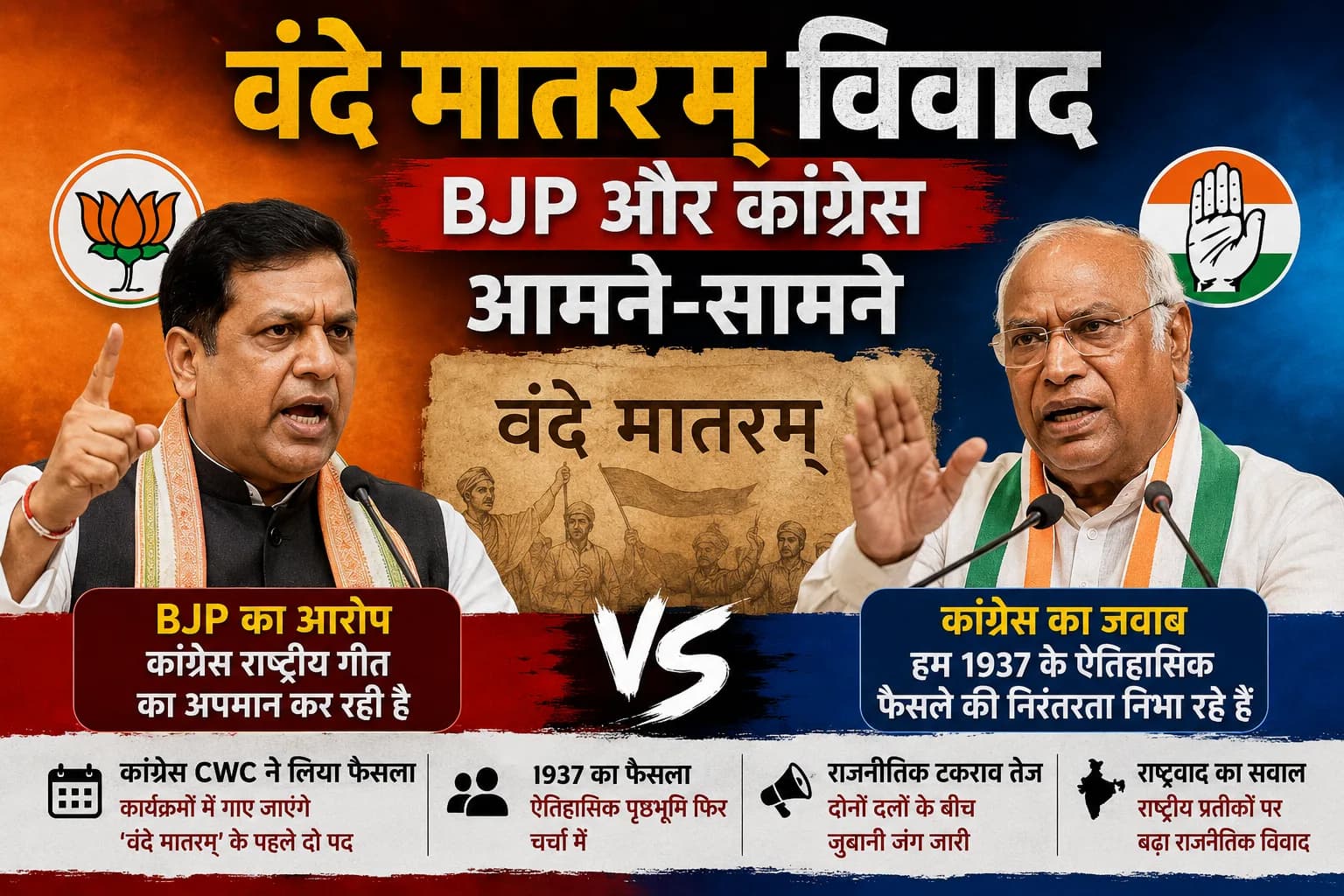 वंदे मातरम् विवाद ने पकड़ा राजनीतिक तूल, BJP और कांग्रेस के बीच तेज हुई जुबानी जंग