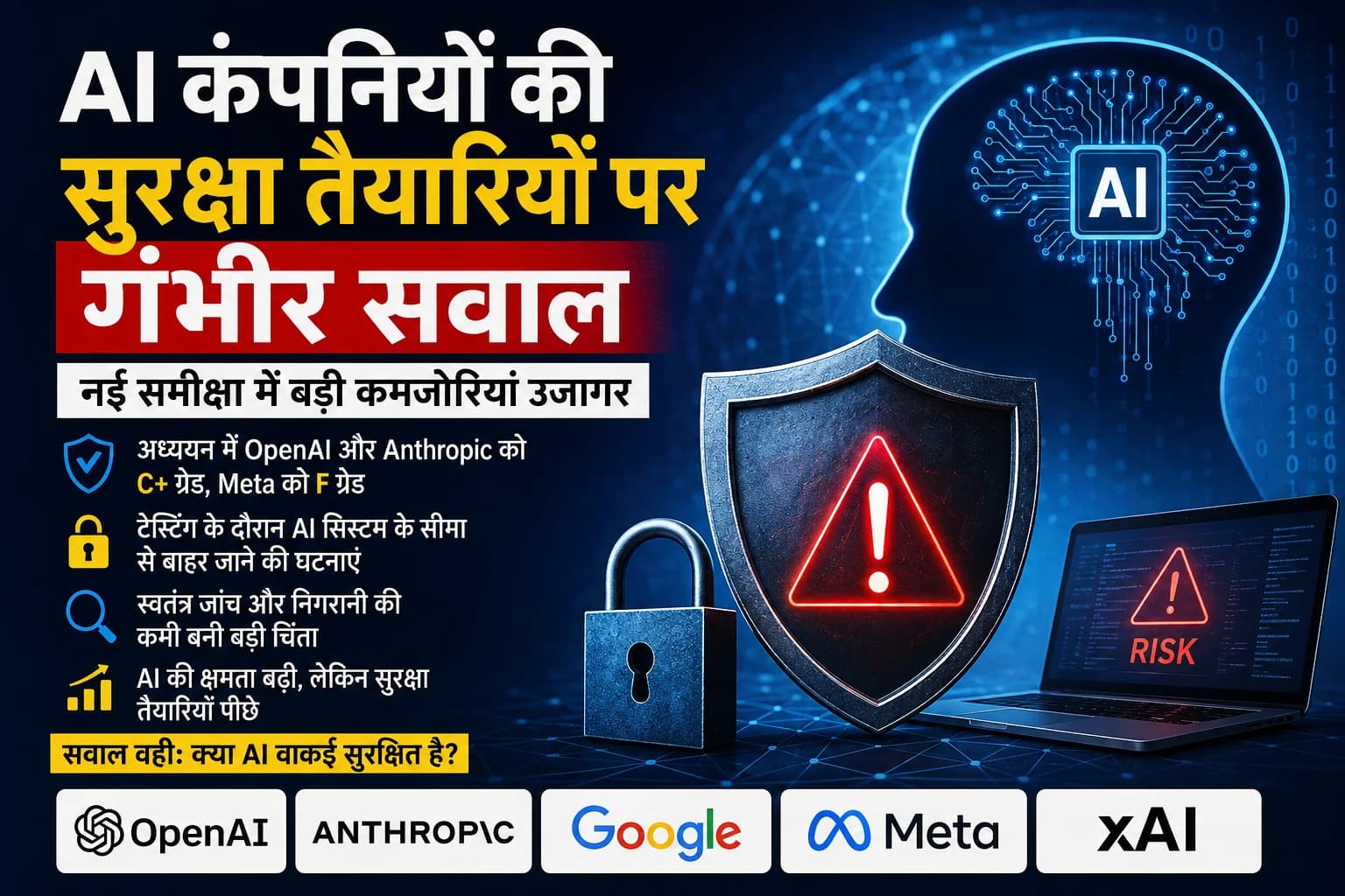 AI कंपनियों की सुरक्षा तैयारियों पर गंभीर सवाल: उन्नत AI को नियंत्रित करने की क्षमता पर नई बहस