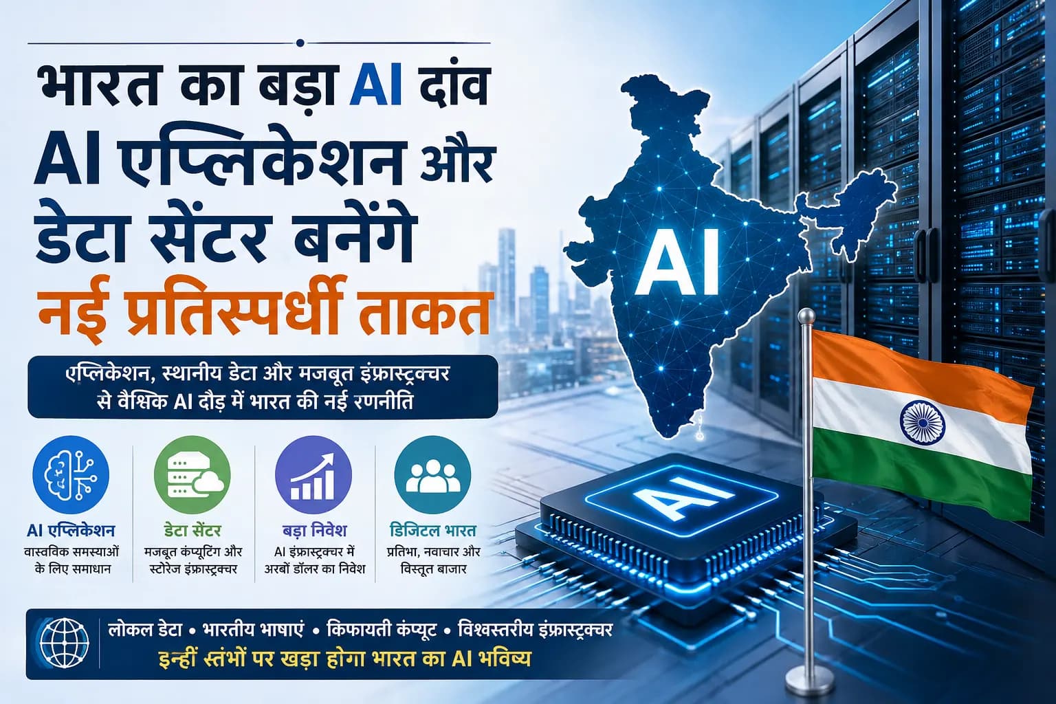 भारत का AI दांव: एप्लिकेशन और डेटा सेंटर बनेंगे नई प्रतिस्पर्धी ताकत