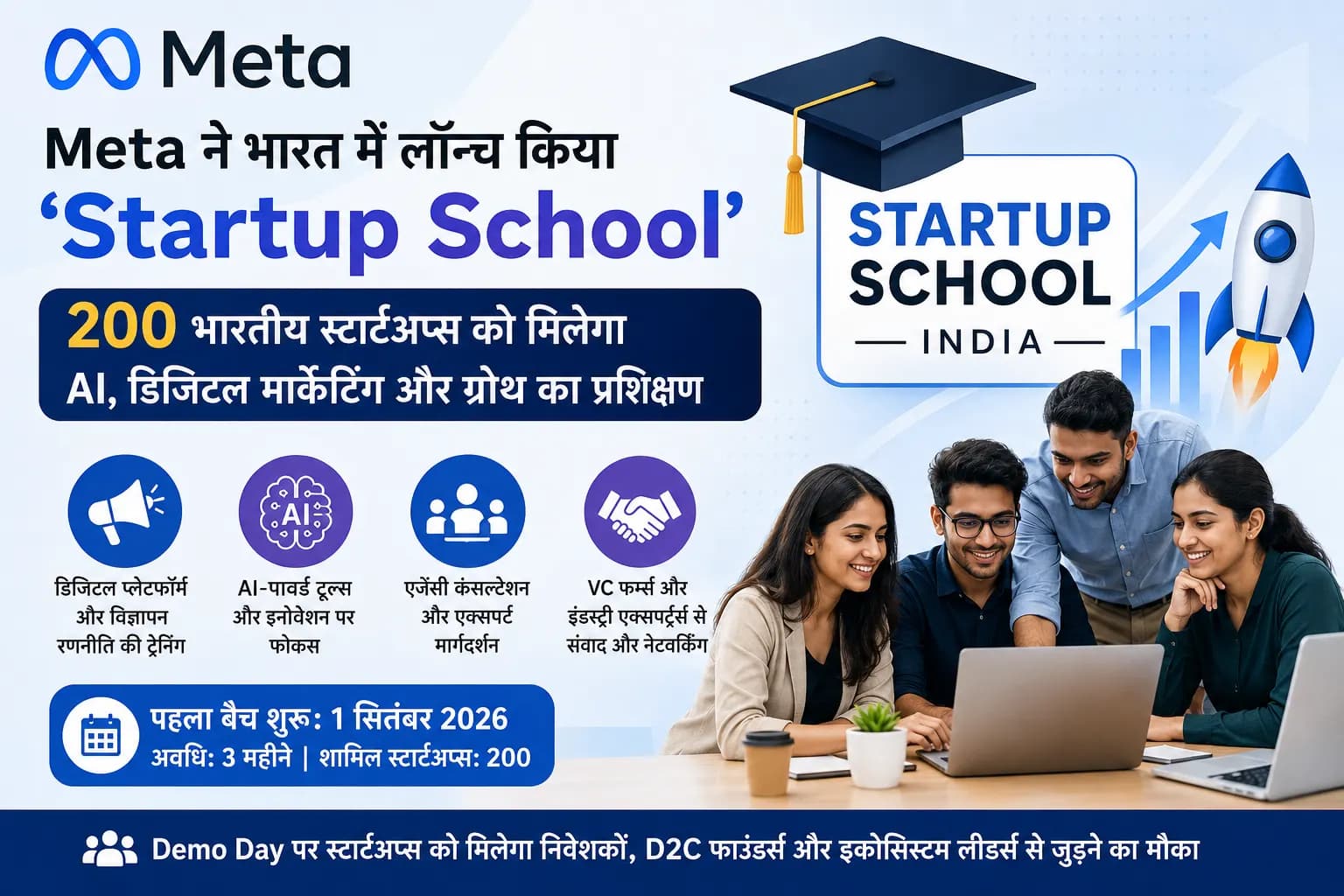 Meta ने भारत में शुरू किया ‘Startup School’, 200 स्टार्टअप्स को AI, डिजिटल मार्केटिंग और बिजनेस ग्रोथ की मिलेगी ट्रेनिंग