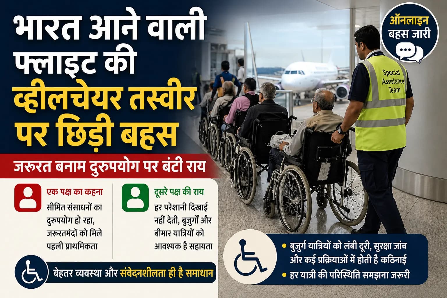 भारत आने वाली फ्लाइट की व्हीलचेयर तस्वीर पर छिड़ी ऑनलाइन बहस, जरूरत बनाम दुरुपयोग पर बंटी सोशल मीडिया की राय