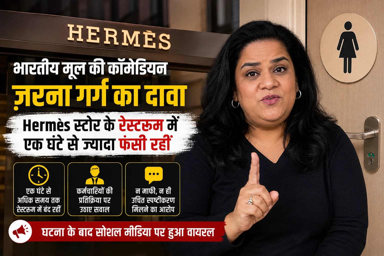 Hermès स्टोर के रेस्टरूम में एक घंटे से ज्यादा फंसीं कॉमेडियन ज़रना गर्ग, सोशल मीडिया पर साझा किया अनुभव