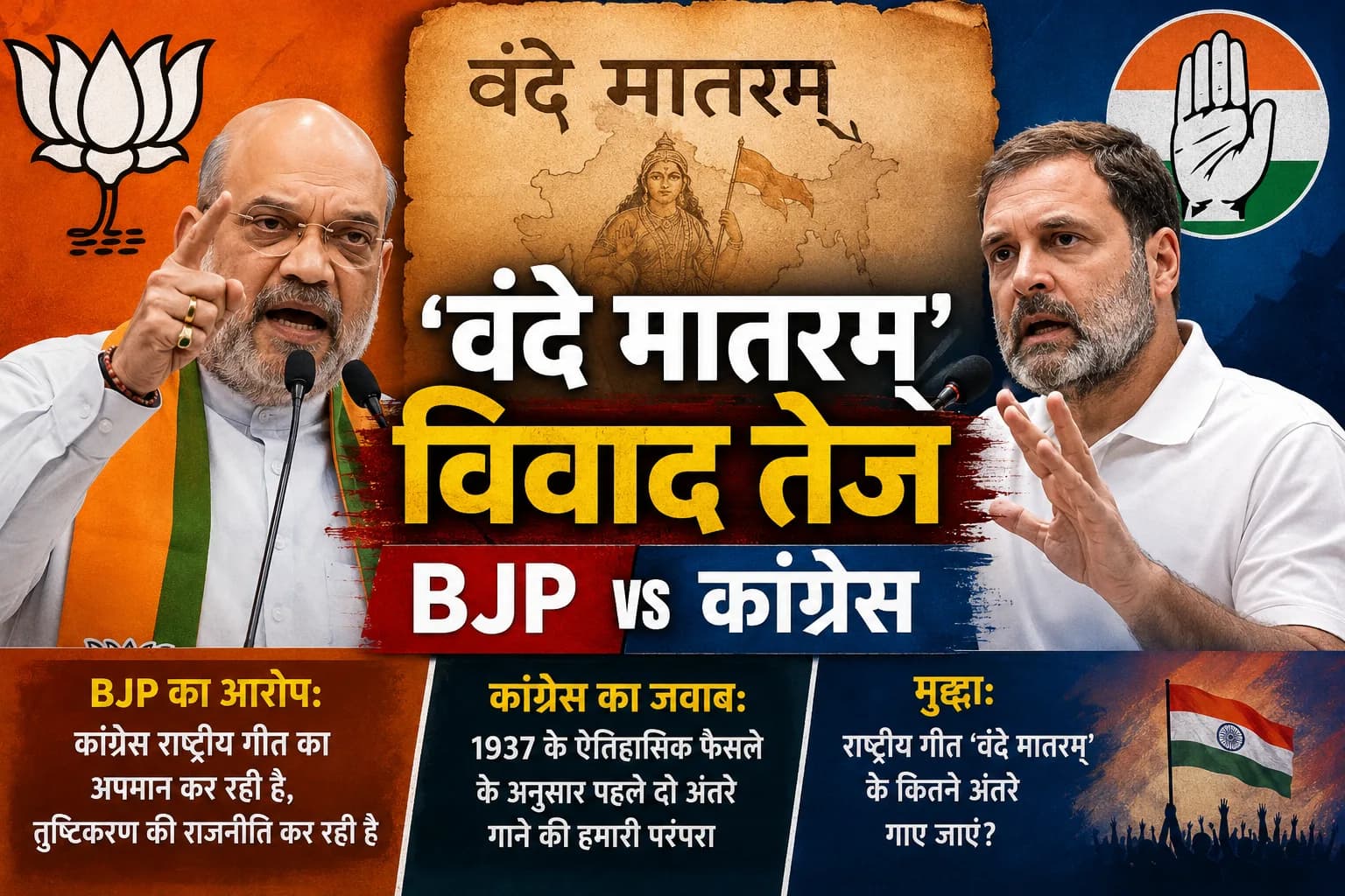 ‘वंदे मातरम्’ विवाद तेज: दो अंतरे या पूरा गीत? BJP और कांग्रेस के बीच छिड़ी सियासी जंग