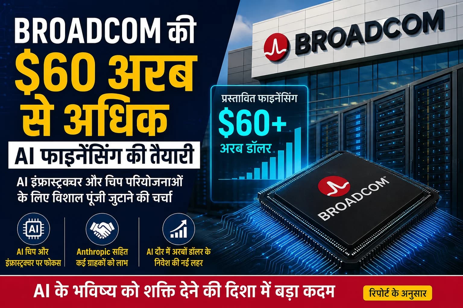 Broadcom की बड़ी AI तैयारी: $60 अरब से अधिक कर्ज जुटाने की चर्चा, AI इंफ्रास्ट्रक्चर में बढ़ेगा निवेश