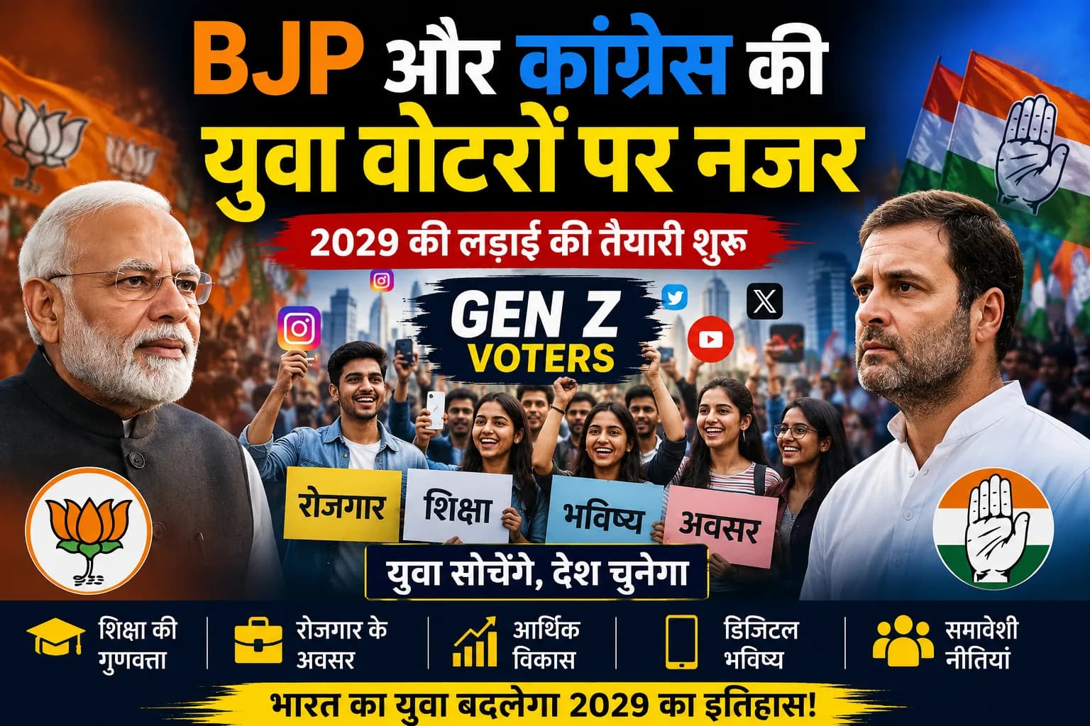 Gen Z Vote पर BJP-कांग्रेस की नजर: 2029 लोकसभा चुनाव से पहले युवा मतदाताओं को साधने की बढ़ी होड़