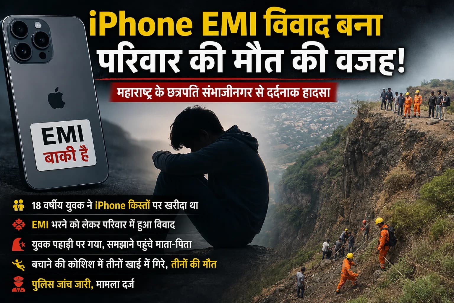 iPhone EMI विवाद के बाद महाराष्ट्र में दर्दनाक हादसा: किशोर और माता-पिता की मौत