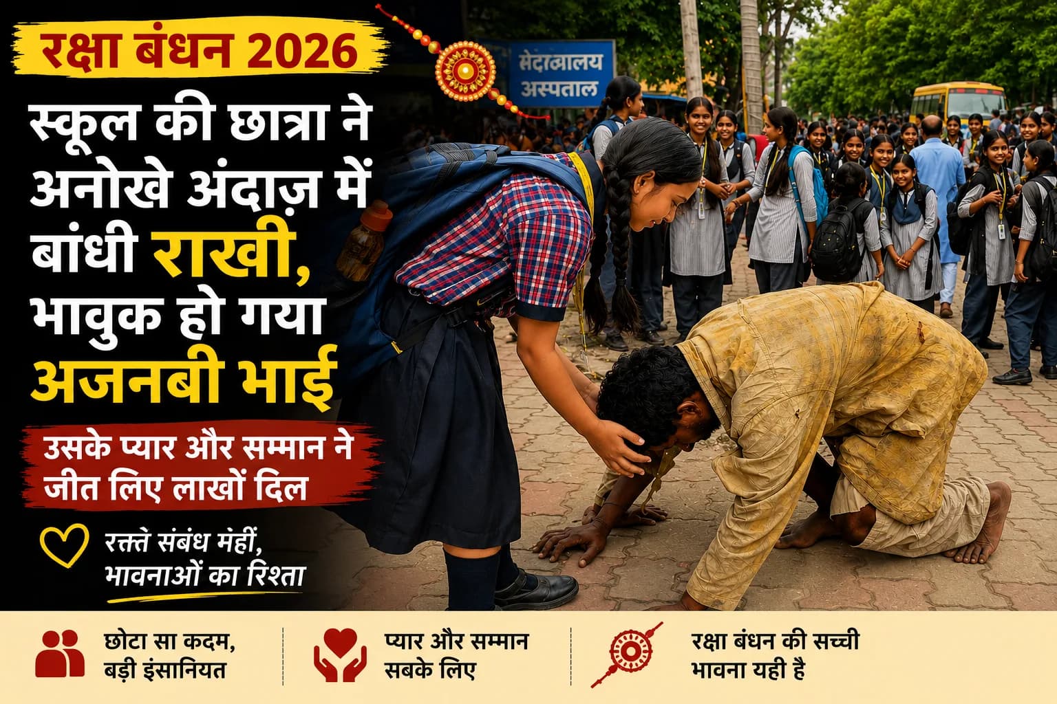 स्कूली छात्रा ने अनजान व्यक्ति को बांधी राखी, भावुक कर देने वाला वीडियो सोशल मीडिया पर वायरल