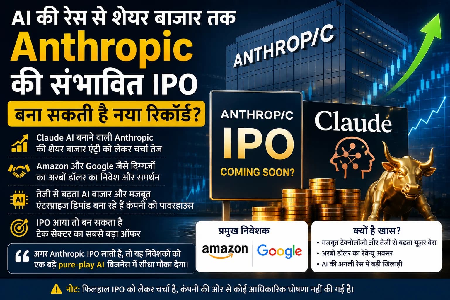 तेजी से आगे बढ़ रही Claude की निर्माता Anthropic — क्या इसका शेयर बाजार डेब्यू बन सकता है अब तक के सबसे बड़े IPO में से एक?