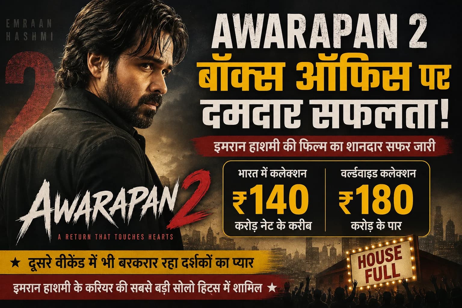 इमरान हाशमी के चेहरे पर मुस्कान की बड़ी वजह: Awarapan 2 की बॉक्स ऑफिस रफ्तार ने खींचा सबका ध्यान