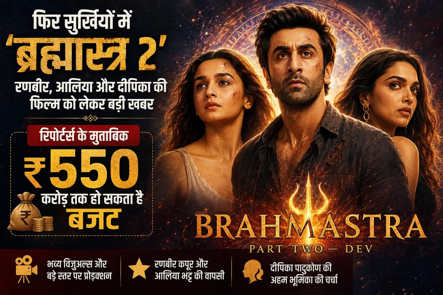 Brahmastra 2 का बजट ₹550 करोड़? रणबीर, आलिया और दीपिका की फिल्म फिर अचानक सुर्खियों में