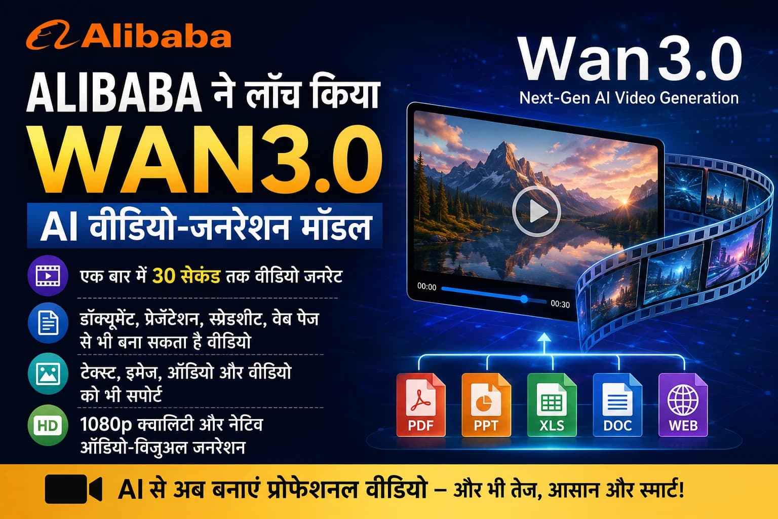 Alibaba का बड़ा AI दांव: Wan3.0 लॉन्च, डॉक्यूमेंट से भी बना सकेगा 30 सेकंड का वीडियो
