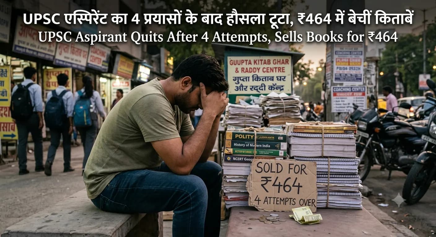 4 प्रयास, 3 मेन्स और 464 रुपये की रद्दी: UPSC का सपना छोड़ अभ्यर्थी ने बेचीं किताबें, सोशल मीडिया पर छलका दर्द