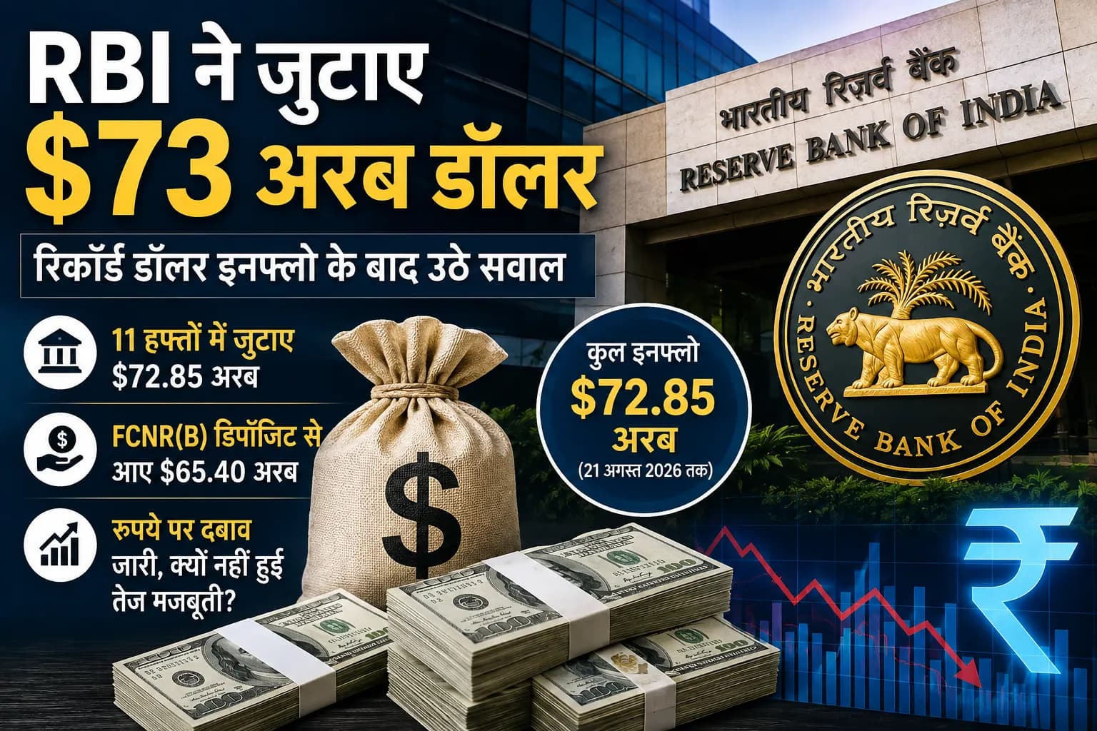 RBI ने 11 हफ्तों में जुटाए $73 अरब, फिर भी रुपये पर दबाव क्यों? समझिए पूरा खेल