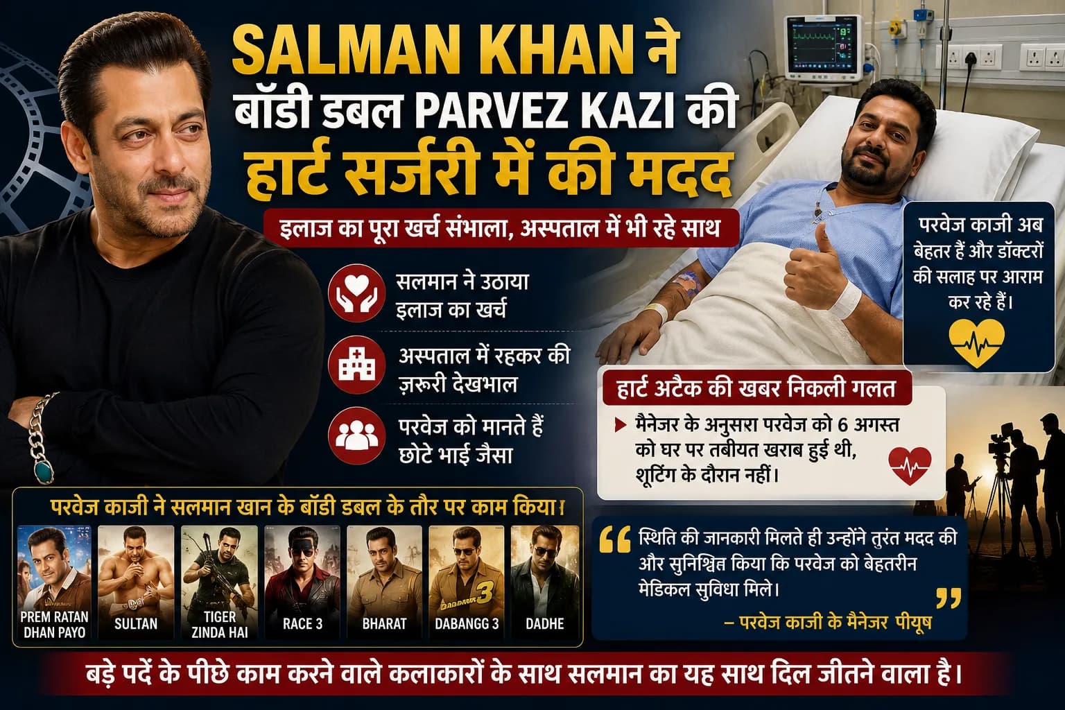 Salman Khan ने बॉडी डबल Parvez Kazi की हार्ट सर्जरी का खर्च उठाया, अस्पताल में भी रहे साथ; अब कैसी है हालत?