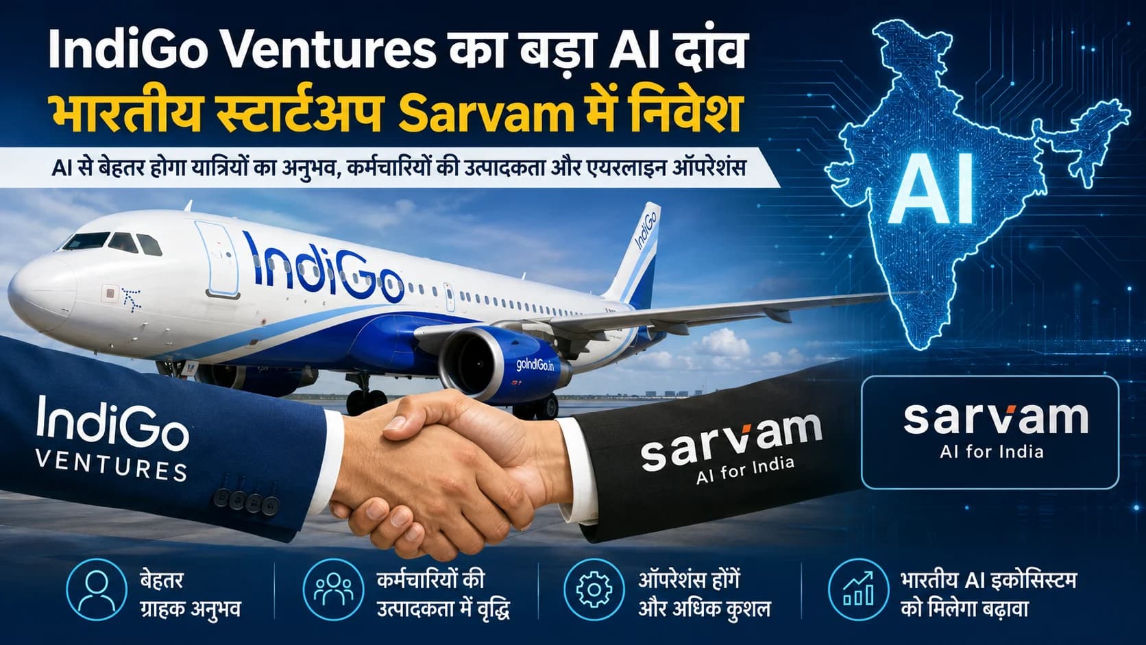 IndiGo का बड़ा AI दांव: भारतीय स्टार्टअप Sarvam में निवेश, एविएशन में बदल सकता है यात्रियों का अनुभव