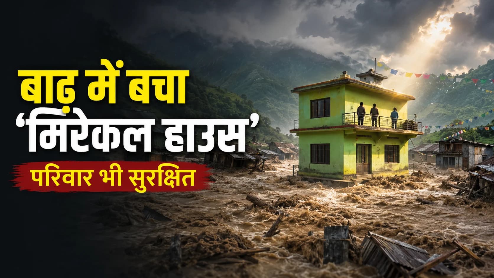 नेपाल की विनाशकारी बाढ़ में बचा ‘मिरेकल हाउस’, बालकनी पर फंसा परिवार भी सुरक्षित