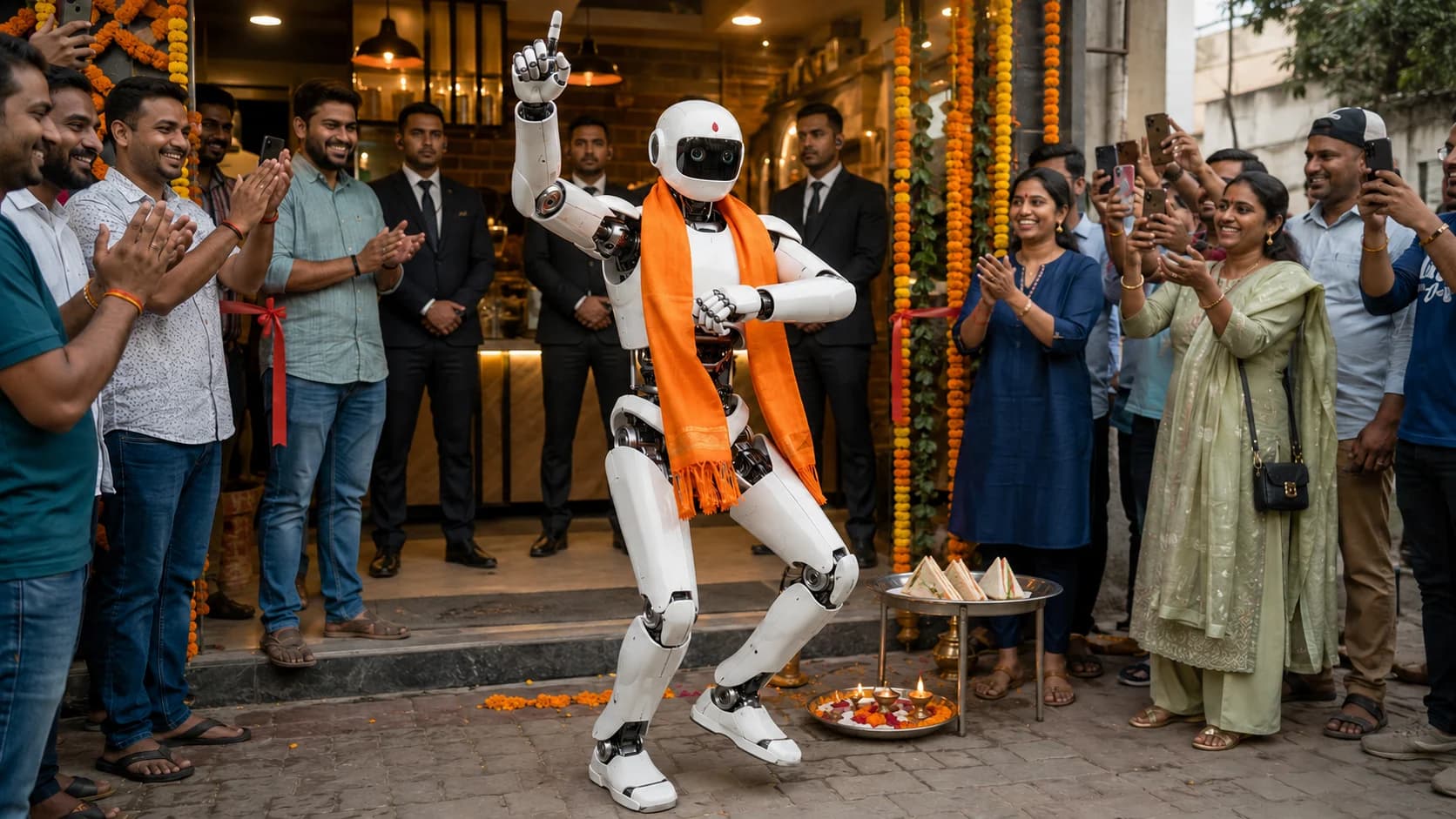 उज्जैन में दुकान का उद्घाटन करने पहुंचा ह्यूमनॉइड रोबोट, पूजा के बाद डांस देखकर झूम उठी भीड़