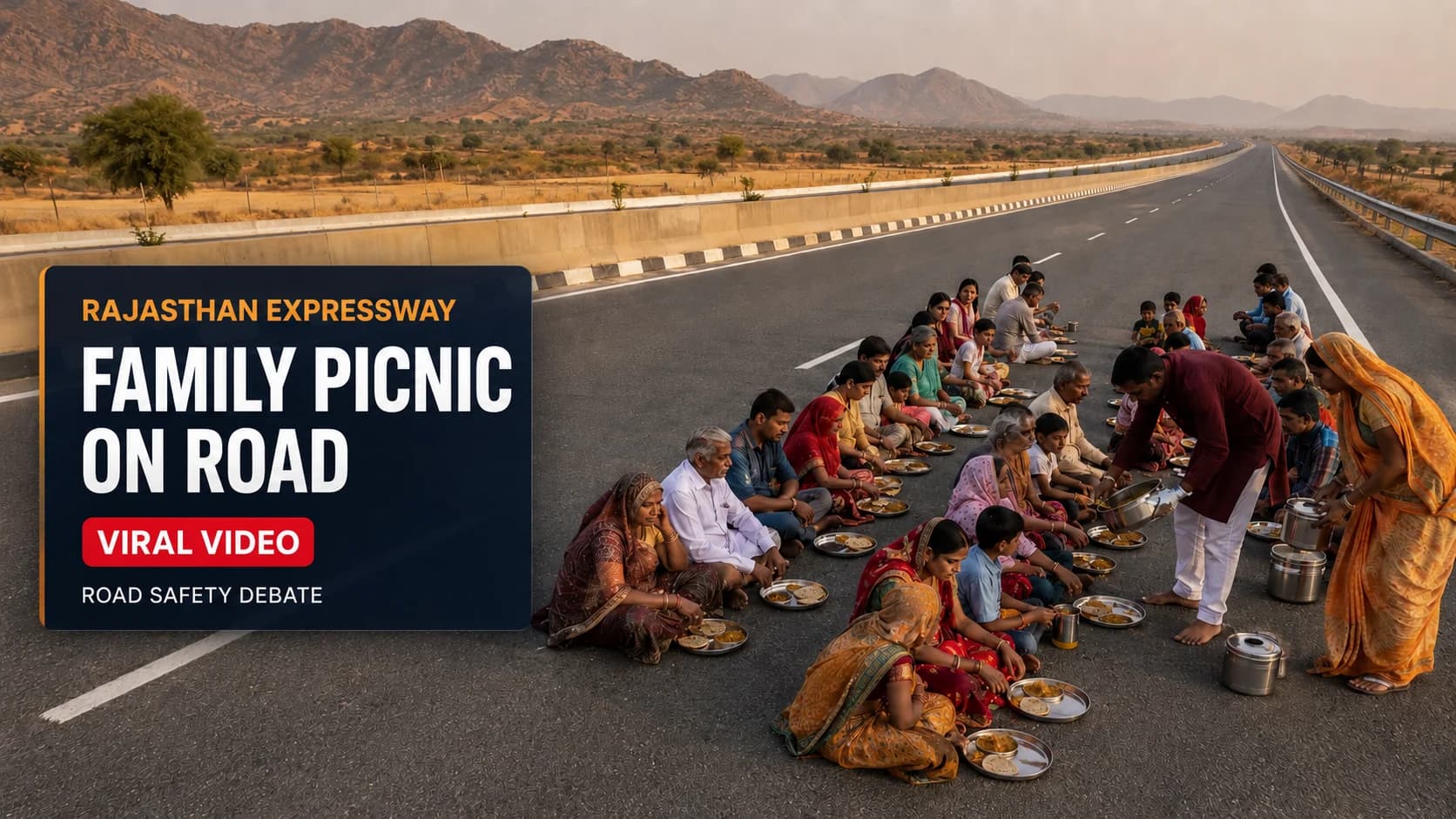 राजस्थान एक्सप्रेसवे के बीच बैठा परिवार, भोजन के वायरल वीडियो पर उठे सुरक्षा सवाल