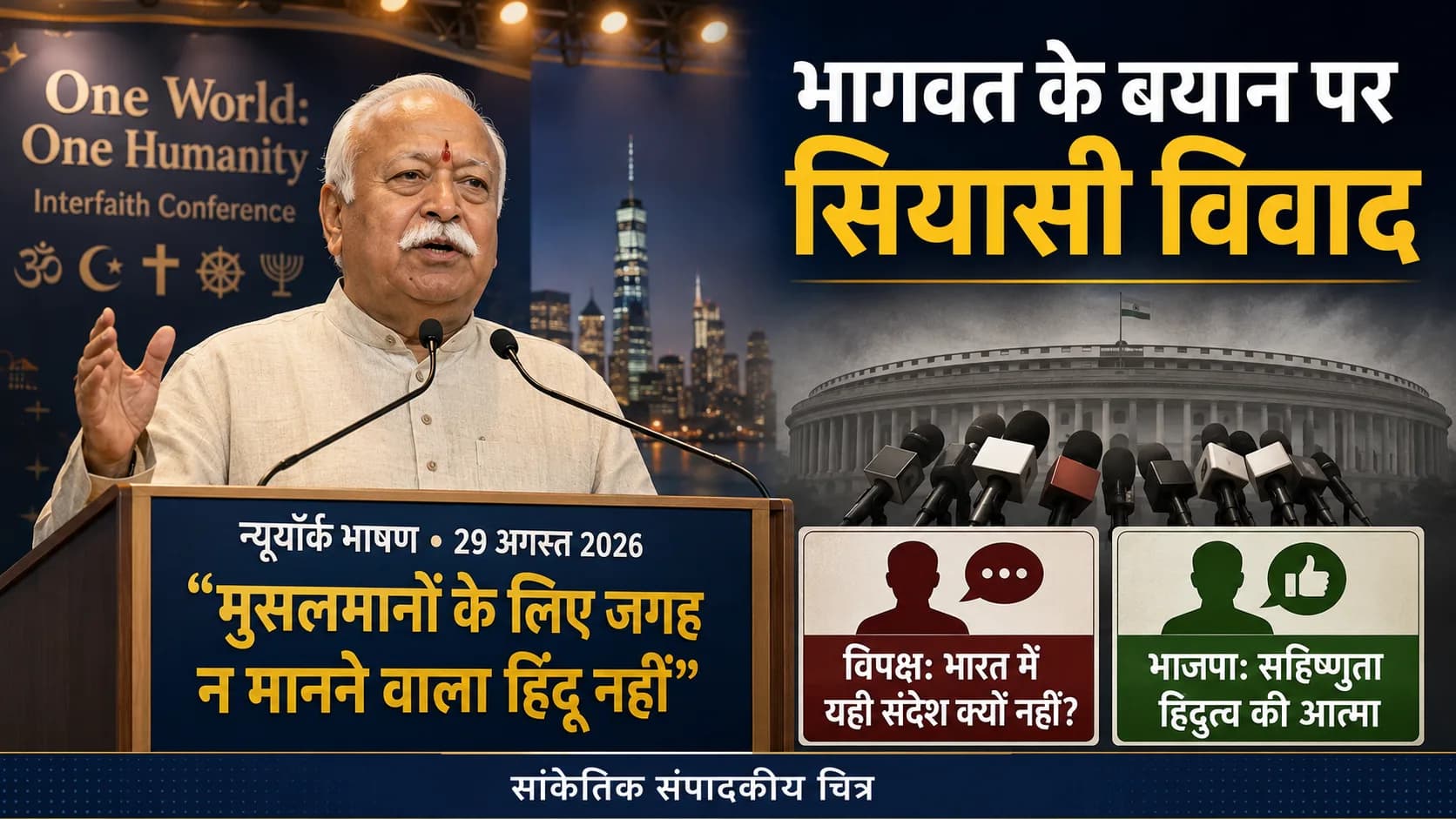 मोहन भागवत बोले—मुसलमानों को बाहर रखने की सोच हिंदू नहीं; बयान पर छिड़ा सियासी विवाद