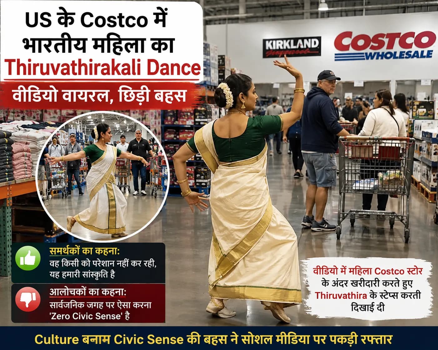 US के Costco में भारतीय महिला ने किया Thiruvathirakali Dance, Viral Video पर छिड़ी ‘Civic Sense’ की बहस
