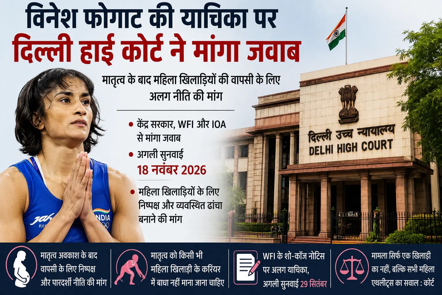 Vinesh Phogat की Maternity Policy वाली याचिका पर Delhi High Court का बड़ा कदम, Centre-WFI और IOA से मांगा जवाब