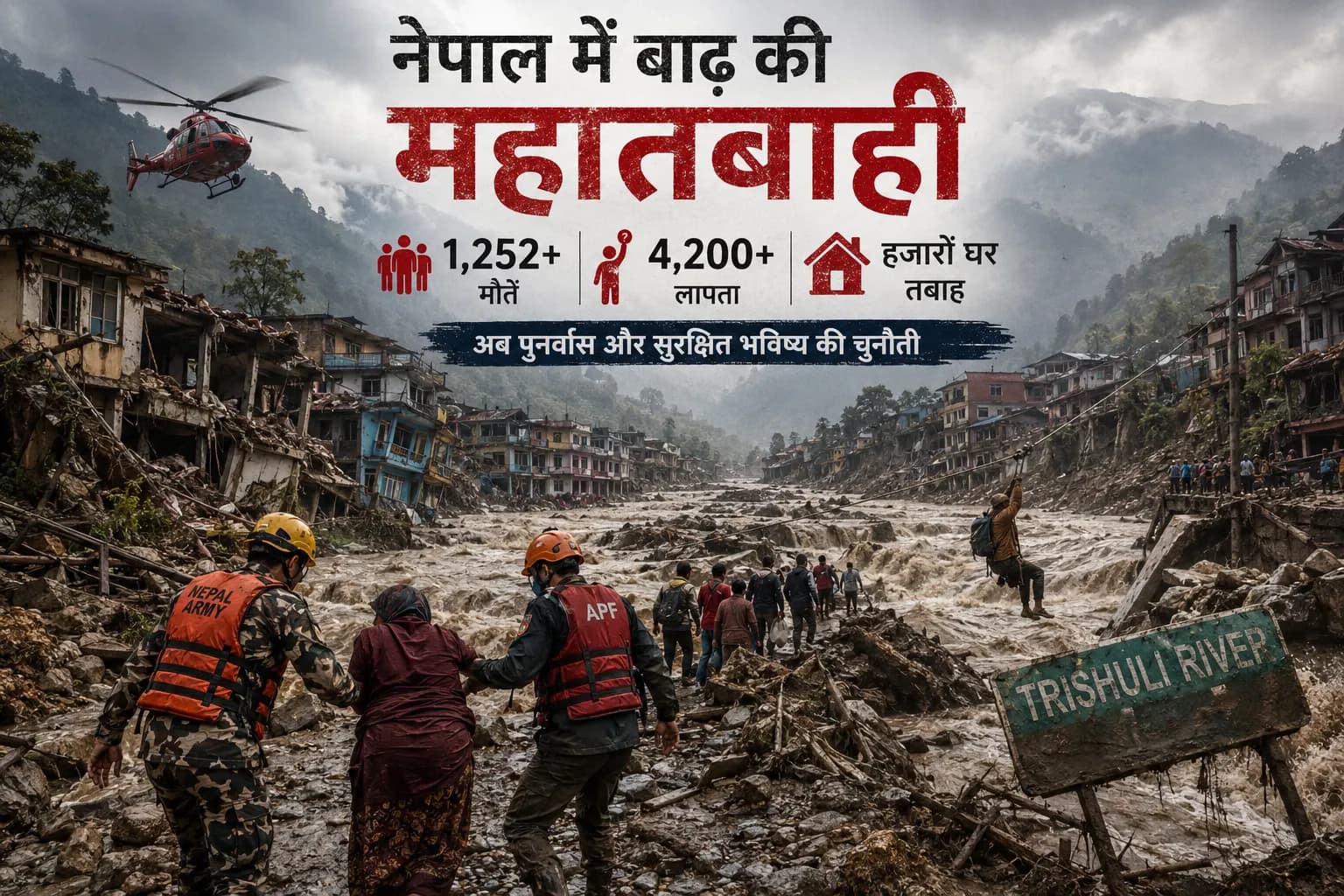नेपाल में बाढ़ का कहर: 1,252 लोगों की मौत, 4,200 से ज्यादा लापता; अब बेघर परिवारों के सामने नई मुश्किल