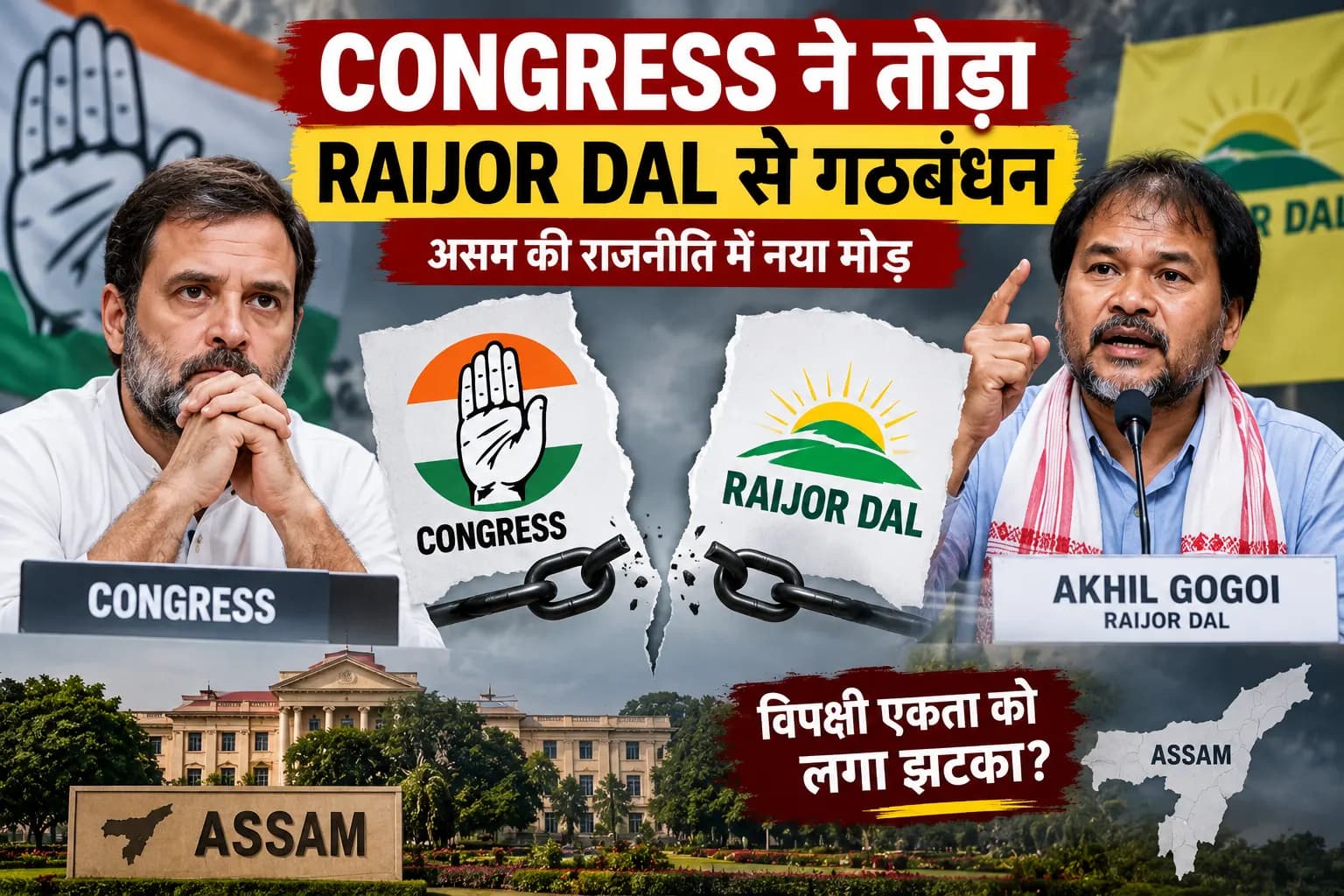 Assam में Congress ने Raijor Dal से तोड़ा गठबंधन, Akhil Gogoi पर आरोपों के बाद बदला सियासी समीकरण